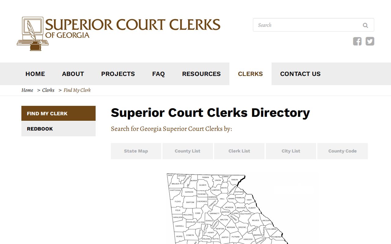 Georgia court records directory for Superior Court clerks