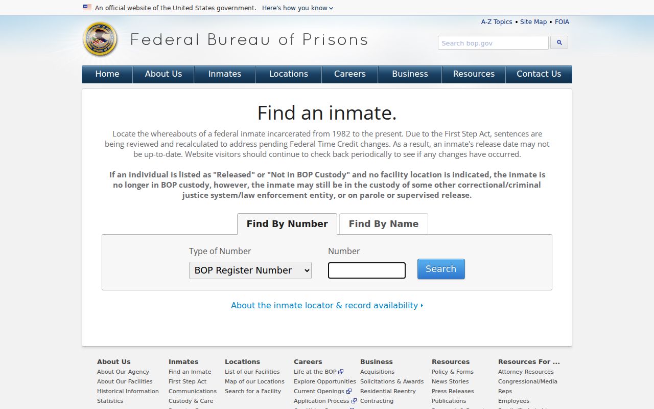 Georgia federal inmate records Bureau of Prisons locator