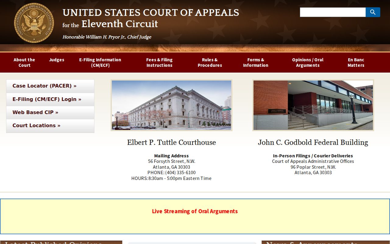 Georgia federal appellate court records Eleventh Circuit website
