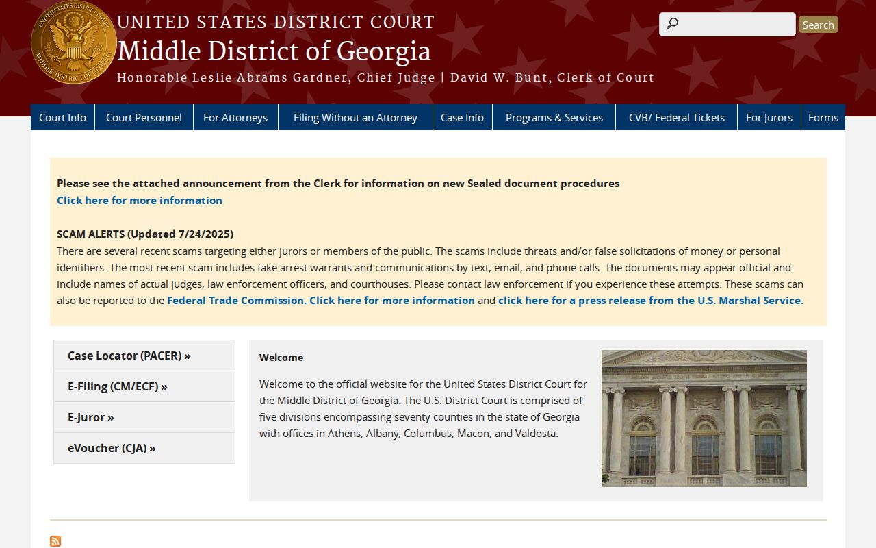 Georgia federal court records Middle District official website