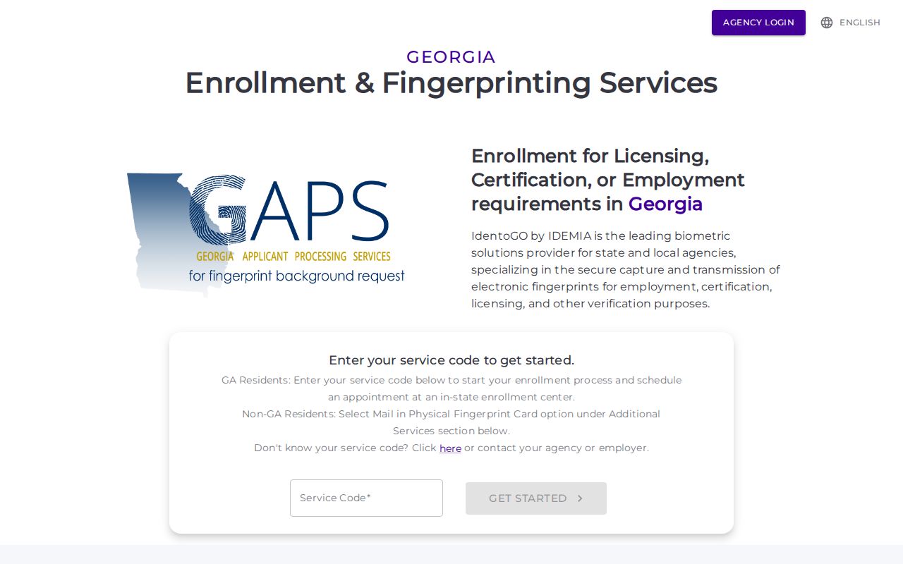 Georgia criminal records GAPS fingerprint background check registration
