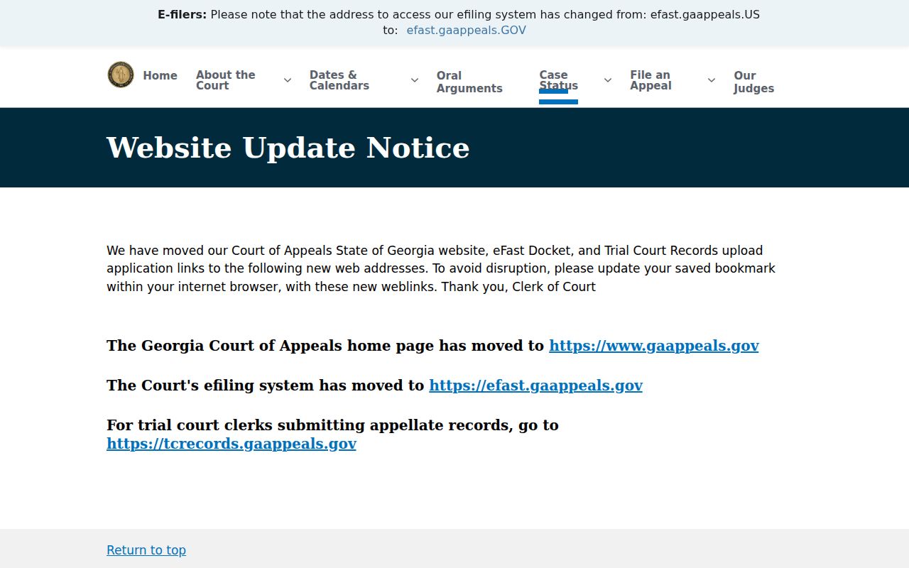 Georgia court records official Court of Appeals resources